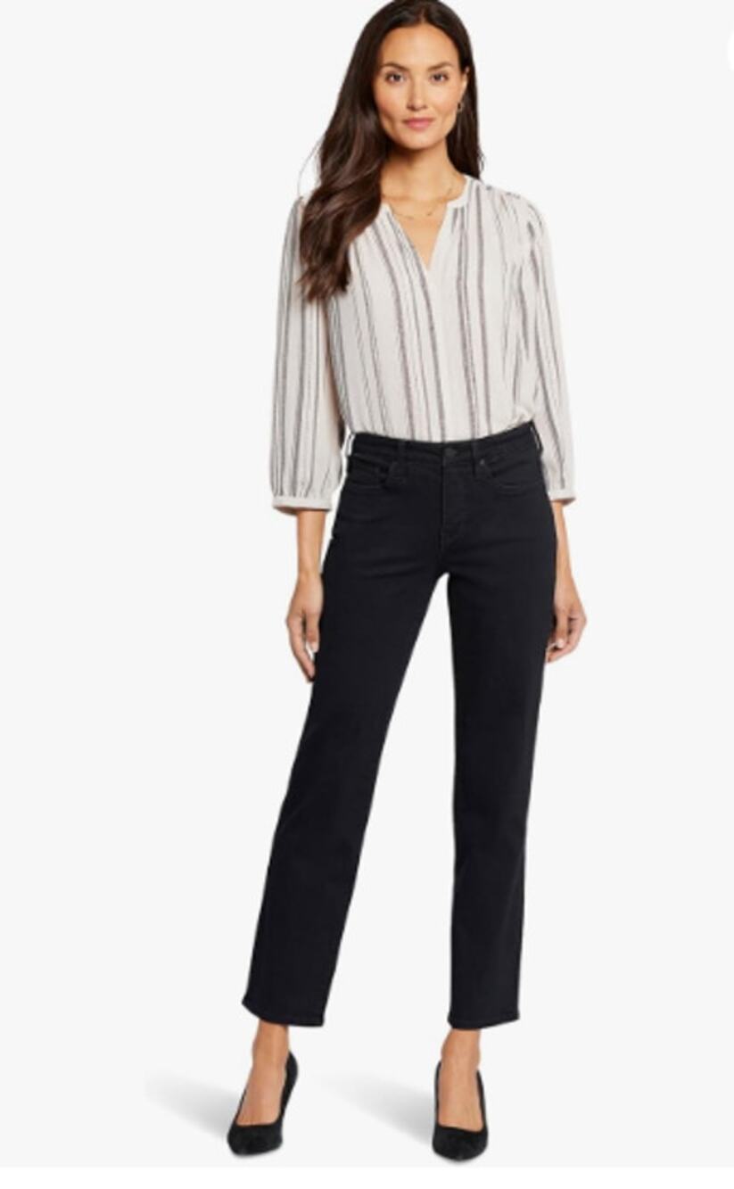 NYDJ Women's Emma Relaxed Slender Jeans Size 0 Black Huntley Lift Tuck NWT